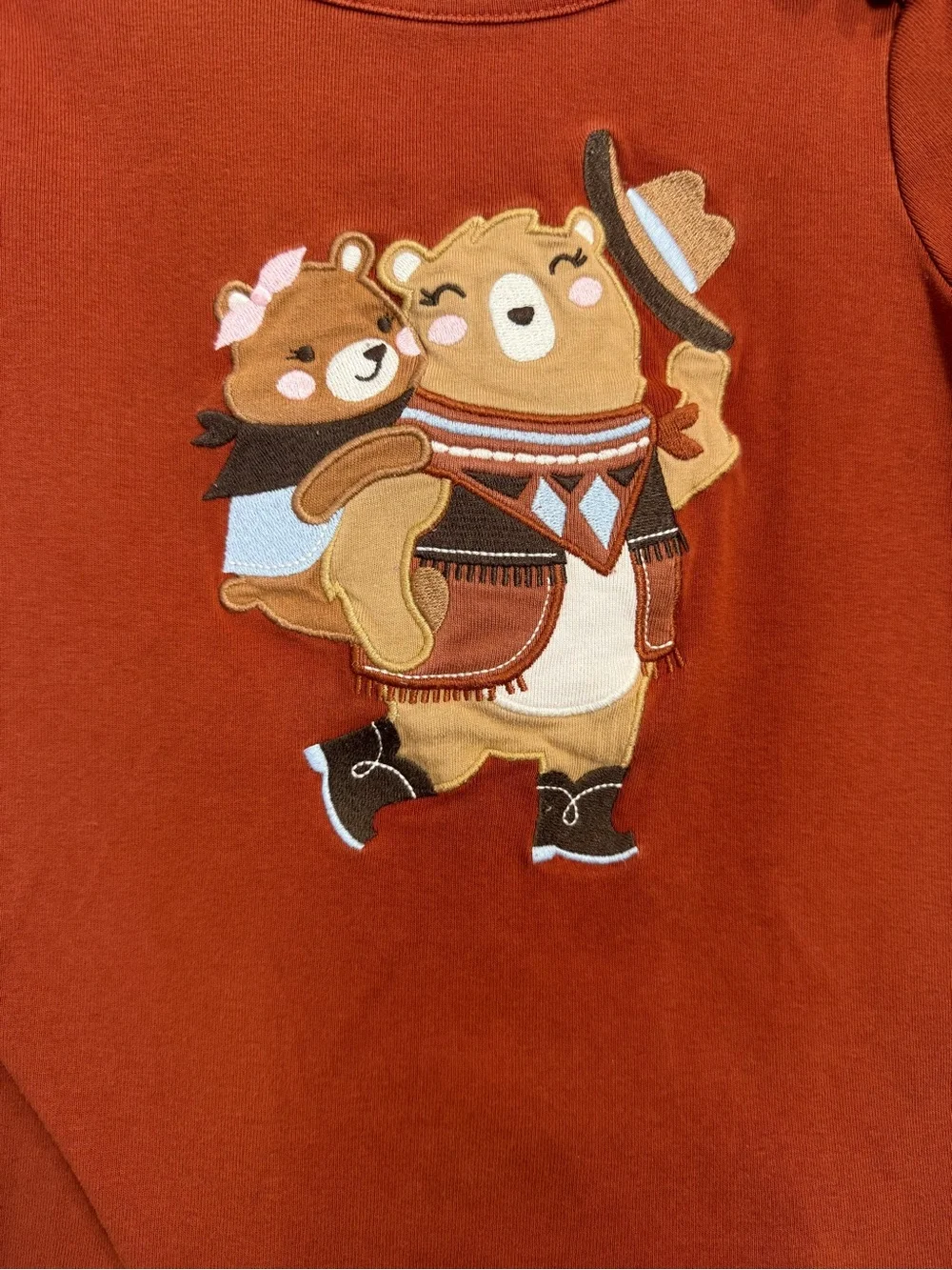 Gymboree Girls Bear Graphic Flutter Sleeve T-Shirt Size 7 Brown Cute Cotton Top